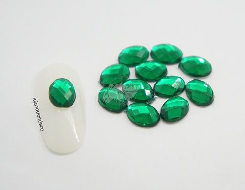 Oval - 5x8mm - Verde - Cristal