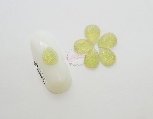 Gota - 3x6mm - Glitter Verde Luxo