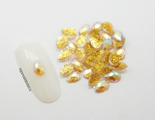 Gota - 3x6 - Facetada - Glitter Amarelo