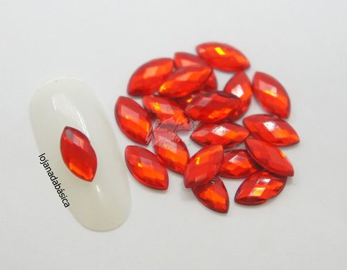 Navete Cristal - 5x10mm - Vermelho